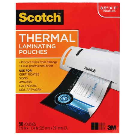 Scotch Thermal Laminating Pouches, Letter Size, PK50 MMMTP385450